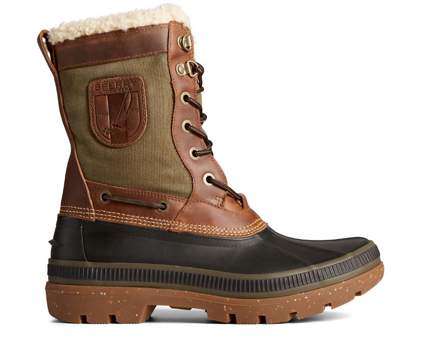 Sperry Ice Bay Tall Boots - Men's Boots - Brown/Olive [BD5637201] Sperry Ireland